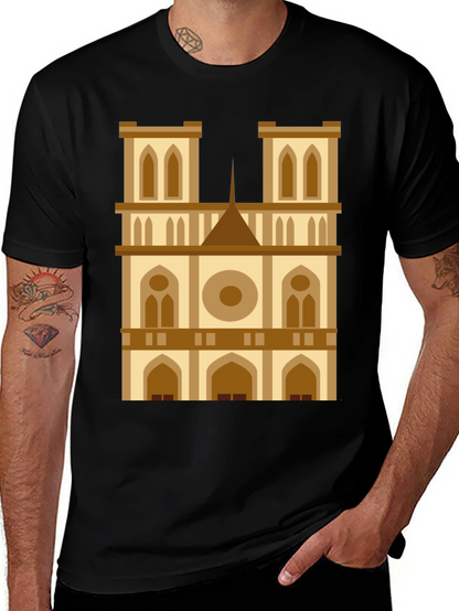 Camiseta Negra con Diseño de Catedral