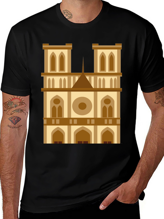 Camiseta Negra con Diseño de Catedral