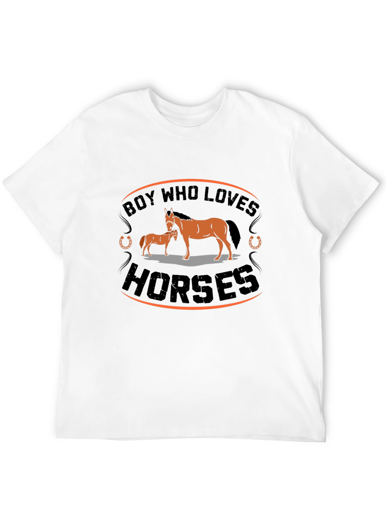 Camiseta Negra con Diseño de Caballos