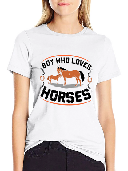 Camiseta Negra con Diseño de Caballos