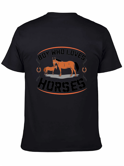 Camiseta Negra con Diseño de Caballos