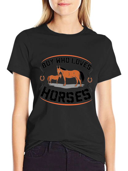 Camiseta Negra con Diseño de Caballos