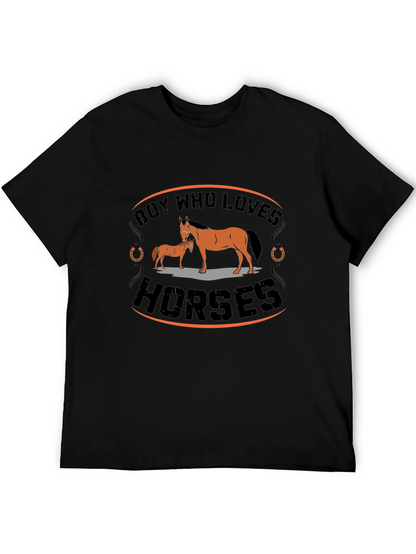 Camiseta Negra con Diseño de Caballos
