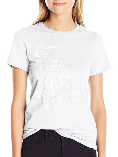 Camiseta Yoga: Come Duerme Yoga Repite - Algodón