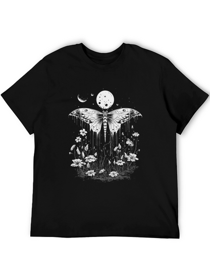 Camiseta Negra con Diseño de Mariposa Lunar