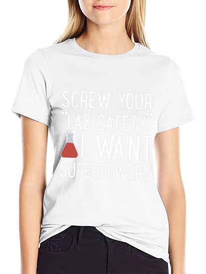 Camiseta Negra con Humor Científico Superpoderes