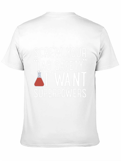 Camiseta Negra con Humor Científico Superpoderes