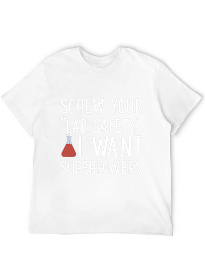 Camiseta Negra con Humor Científico Superpoderes