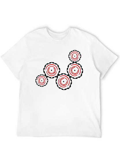 Camiseta Negra con Diseño de Engranajes Rojos