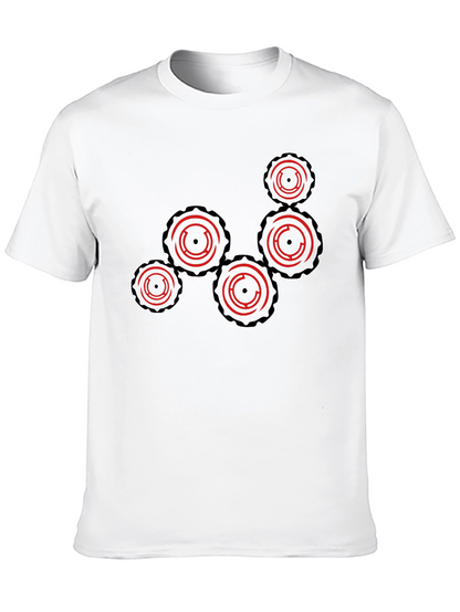 Camiseta Negra con Diseño de Engranajes Rojos