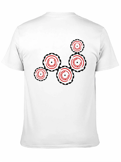 Camiseta Negra con Diseño de Engranajes Rojos