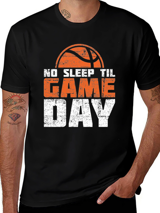 Camiseta Negra No Sleep Til Game Day para Fanáticos del Baloncesto