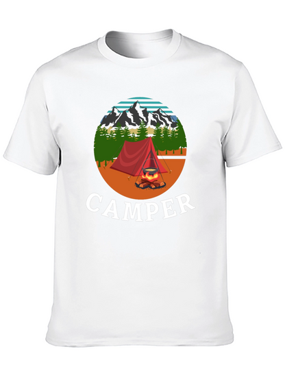 Camiseta Negra con Diseño de Camping para Hombre
