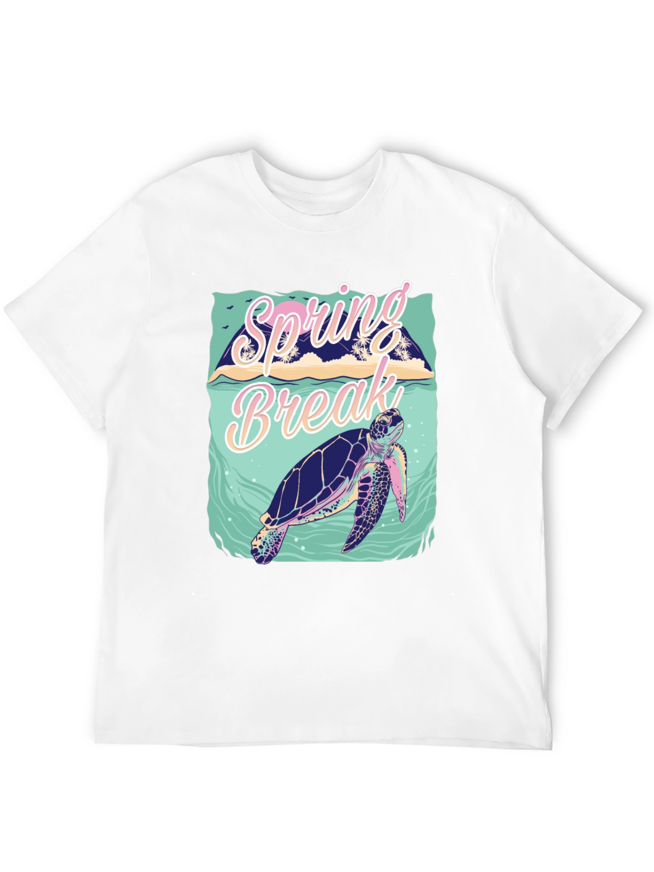 Camiseta Negra Estampada Spring Break Tortuga Marina