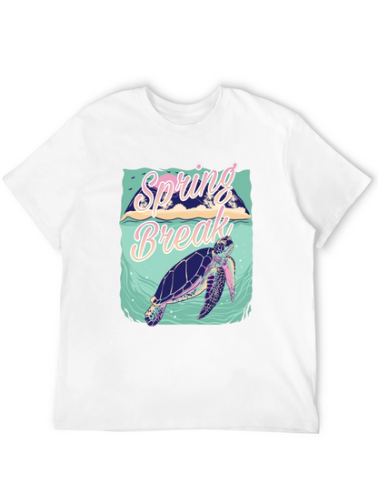 Camiseta Negra Estampada Spring Break Tortuga Marina