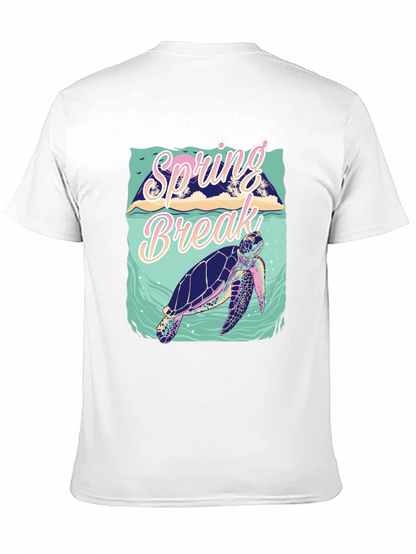 Camiseta Negra Estampada Spring Break Tortuga Marina