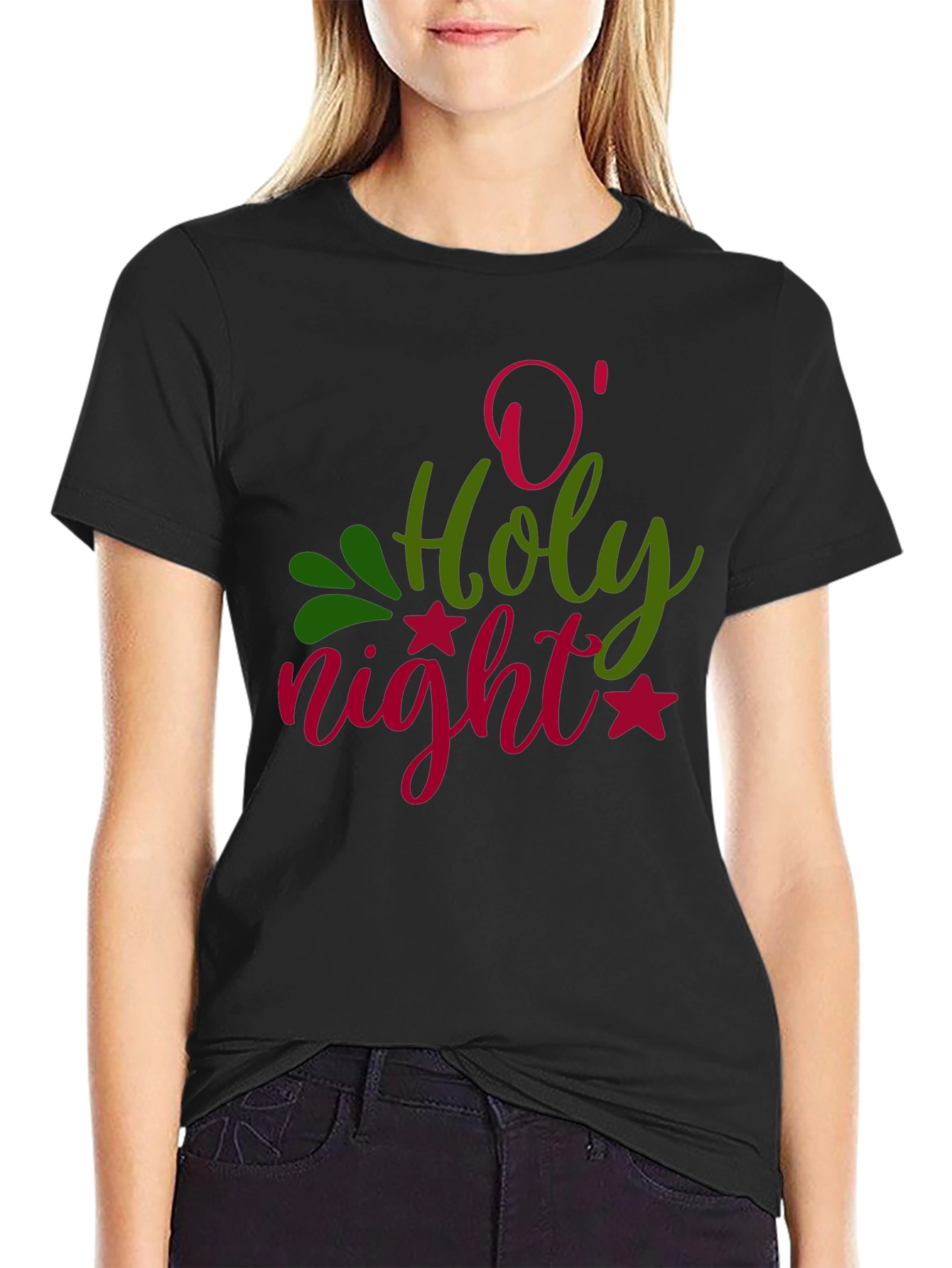 Camiseta Negra Navideña O Holy Night