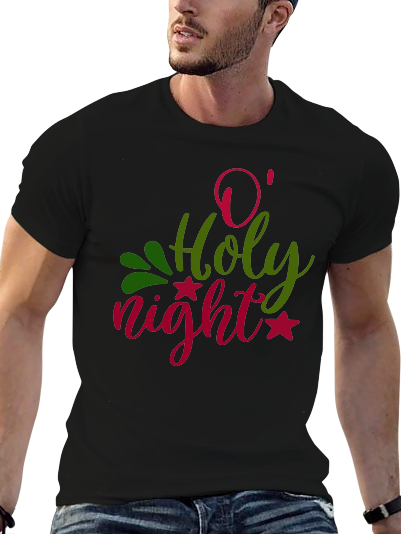 Camiseta Negra Navideña O Holy Night