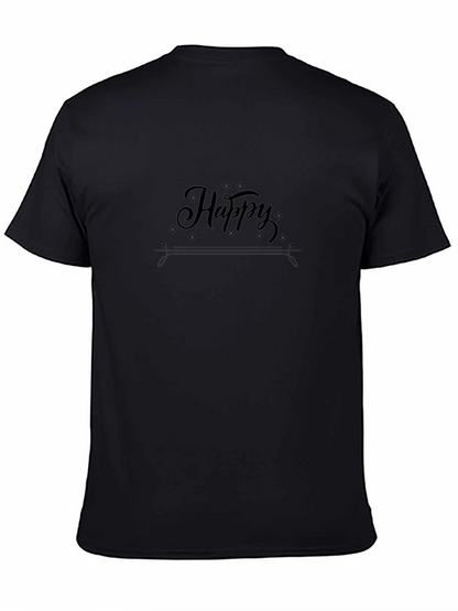 Camiseta Negra Hombre - Diseño Happy