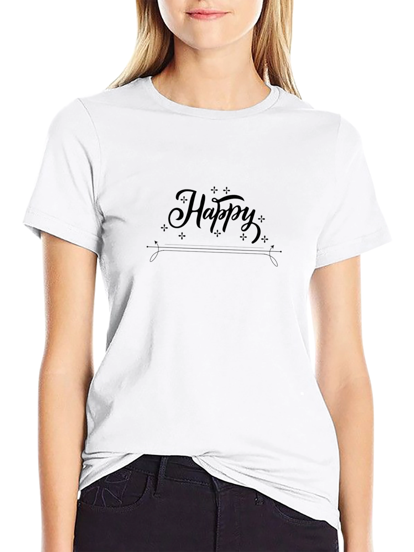 Camiseta Negra Hombre - Diseño Happy