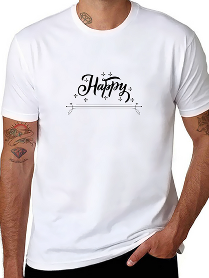 Camiseta Negra Hombre - Diseño Happy