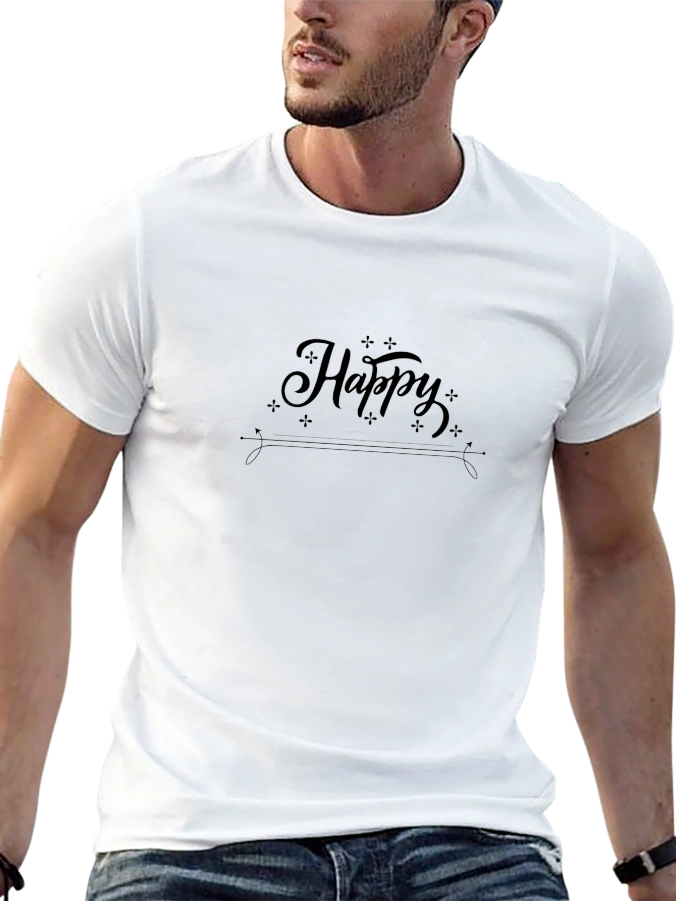 Camiseta Negra Hombre - Diseño Happy