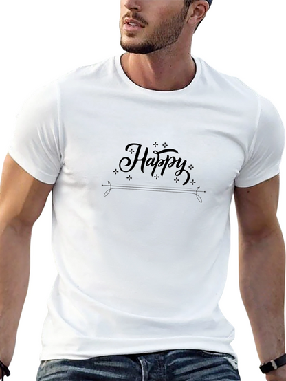 Camiseta Negra Hombre - Diseño Happy