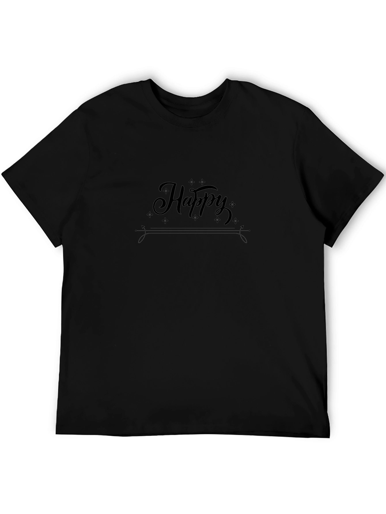 Camiseta Negra Hombre - Diseño Happy