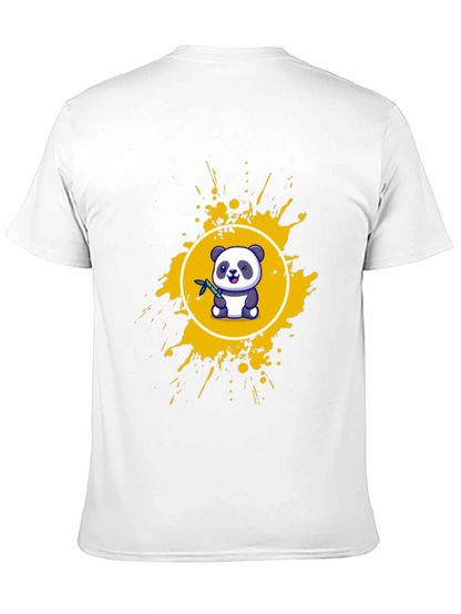 Camiseta Negra con Panda y Salpicaduras Amarillas