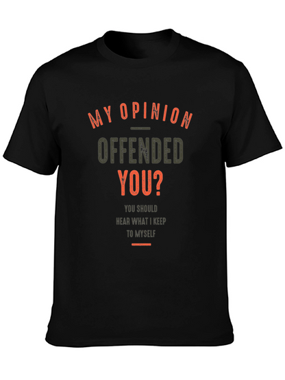 Camiseta Negra con Estampado de Opinión Ofensiva