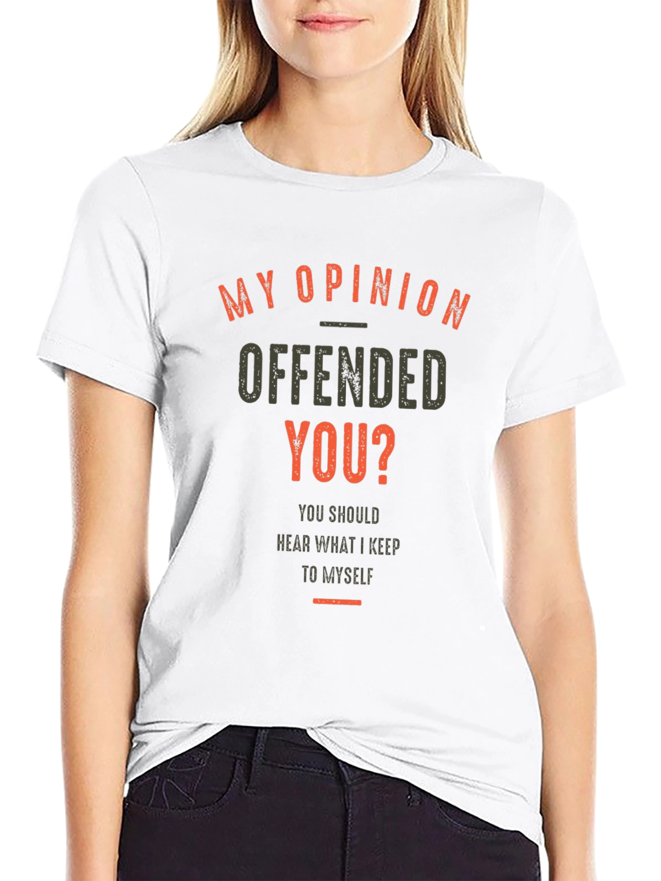 Camiseta Negra con Estampado de Opinión Ofensiva
