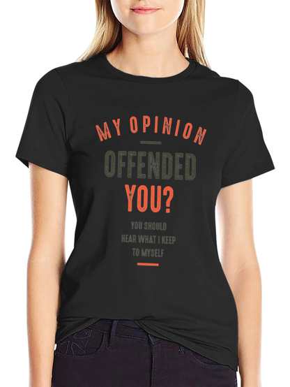 Camiseta Negra con Estampado de Opinión Ofensiva