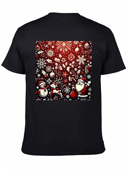 Camiseta Festiva Navideña: Santa Reno y Muñeco de Nieve
