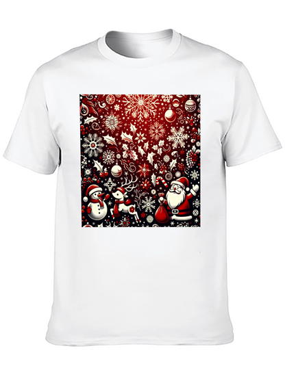 Camiseta Festiva Navideña: Santa Reno y Muñeco de Nieve