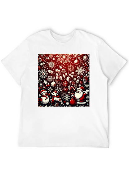 Camiseta Festiva Navideña: Santa Reno y Muñeco de Nieve