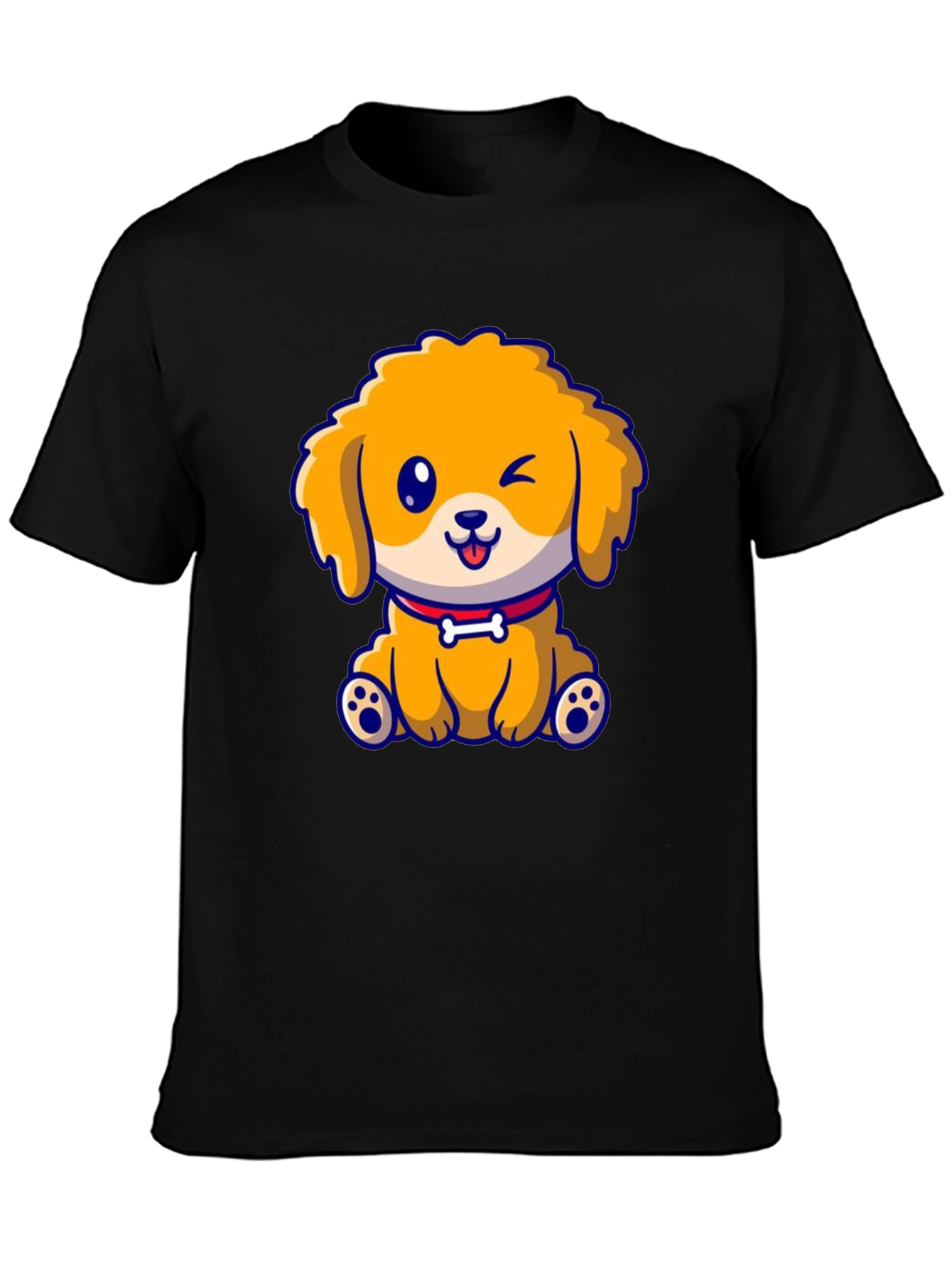 Camiseta Negra con Diseño de Cachorro Adorable