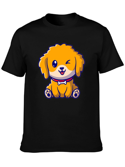 Camiseta Negra con Diseño de Cachorro Adorable