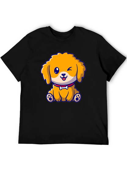 Camiseta Negra con Diseño de Cachorro Adorable