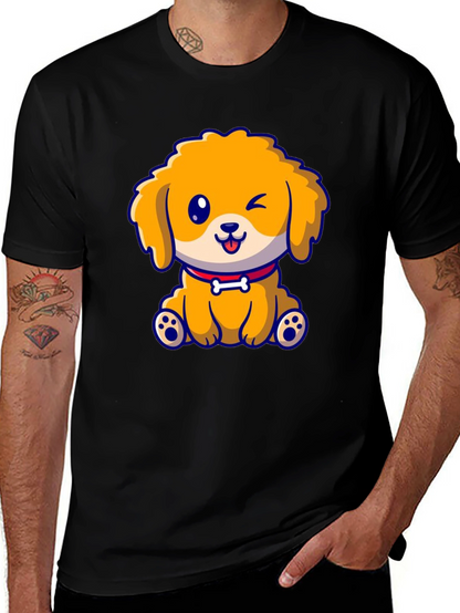 Camiseta Negra con Diseño de Cachorro Adorable