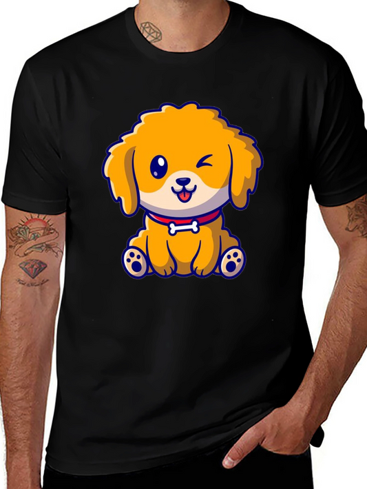 Camiseta Negra con Diseño de Cachorro Adorable