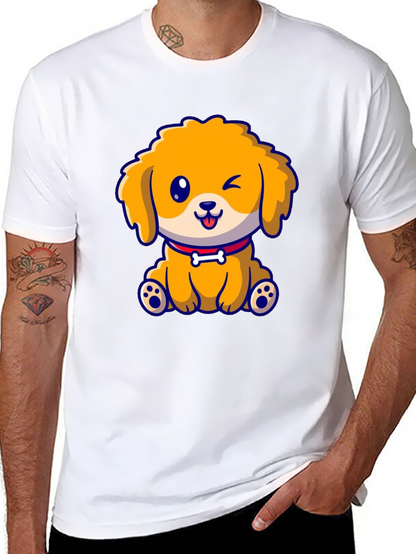 Camiseta Negra con Diseño de Cachorro Adorable