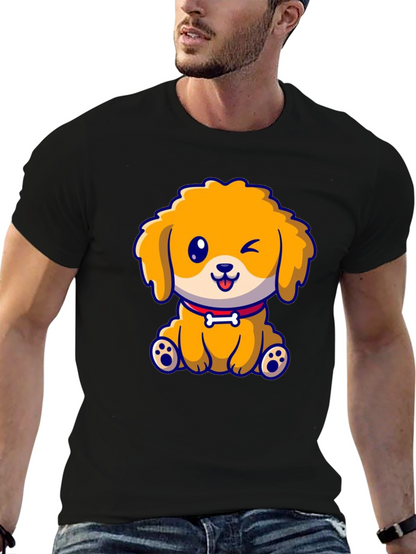 Camiseta Negra con Diseño de Cachorro Adorable
