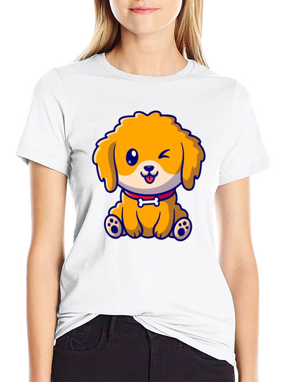 Camiseta Negra con Diseño de Cachorro Adorable