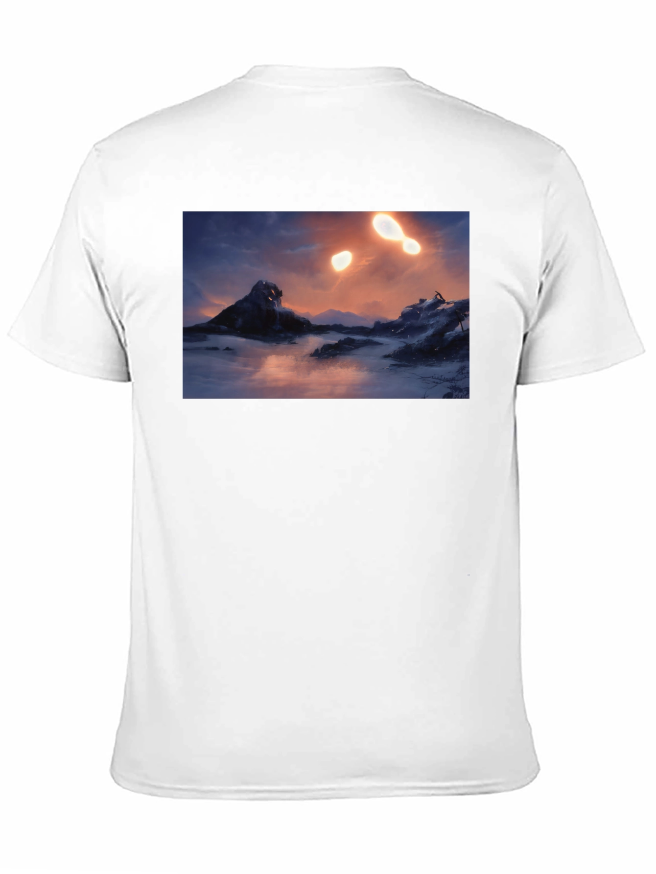 Camiseta Negra con Diseño de Paisaje Misterioso