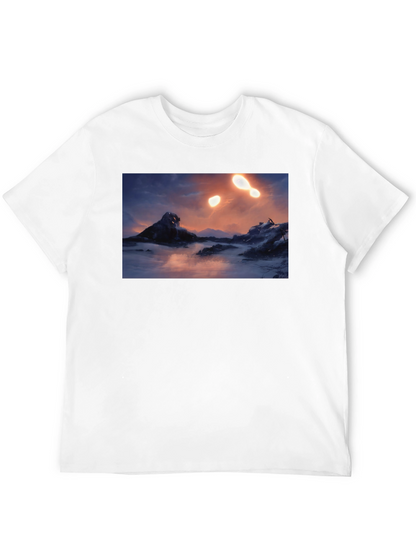 Camiseta Negra con Diseño de Paisaje Misterioso