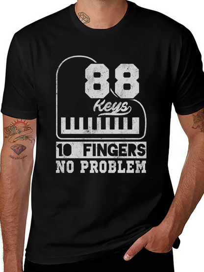 Camiseta Negra: 88 Teclas 10 Dedos ¡Sin Problema!