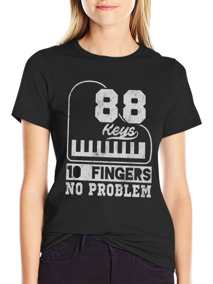 Camiseta Negra: 88 Teclas 10 Dedos ¡Sin Problema!