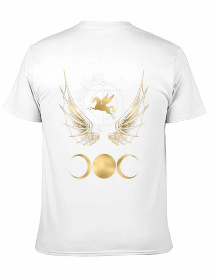 Camiseta Negra con Diseño Místico Dorado