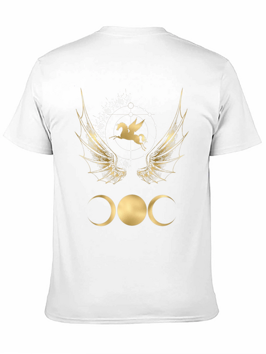 Camiseta Negra con Diseño Místico Dorado