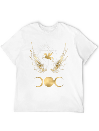 Camiseta Negra con Diseño Místico Dorado